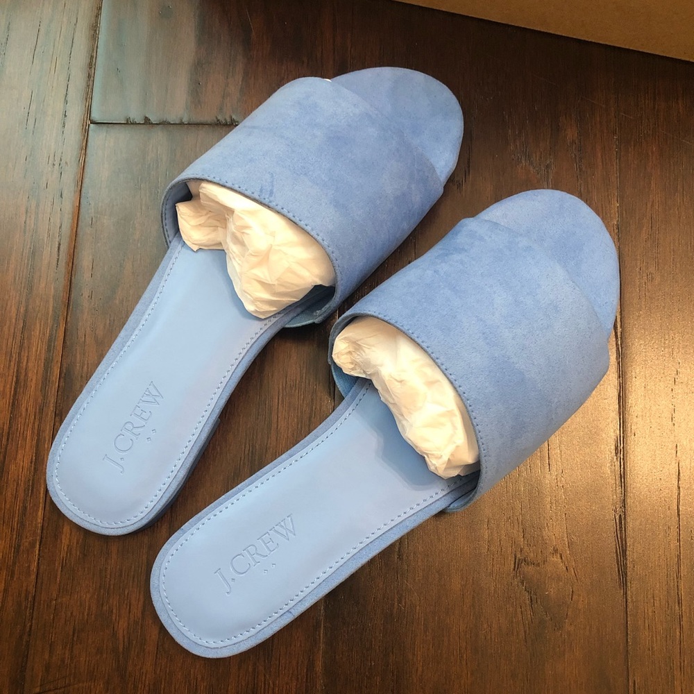J.crew Microsuede Single Strap Slide Sandals